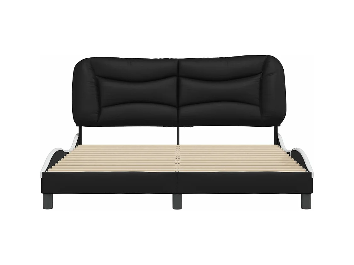 Cadre de lit sans matelas noir et blanc 160x200 cm similicuir