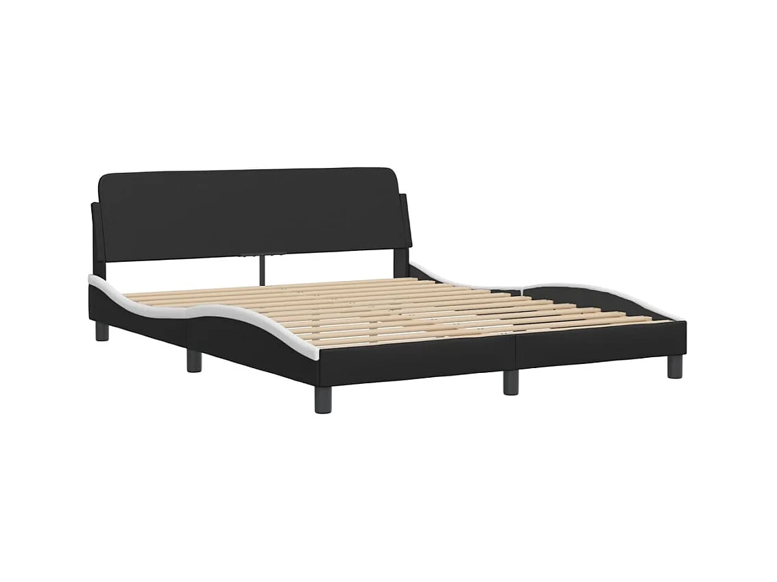 Cadre de lit sans matelas noir et blanc 160x200 cm similicuir
