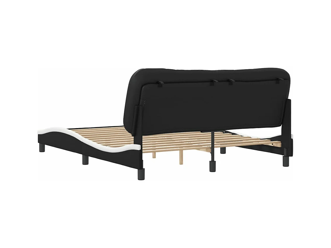 Cadre de lit sans matelas noir et blanc 160x200 cm similicuir