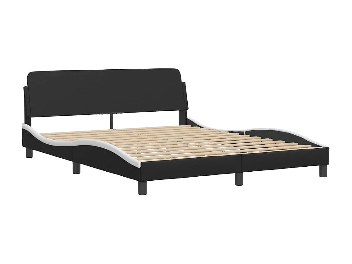 Cadre de lit sans matelas noir et blanc 160x200 cm similicuir