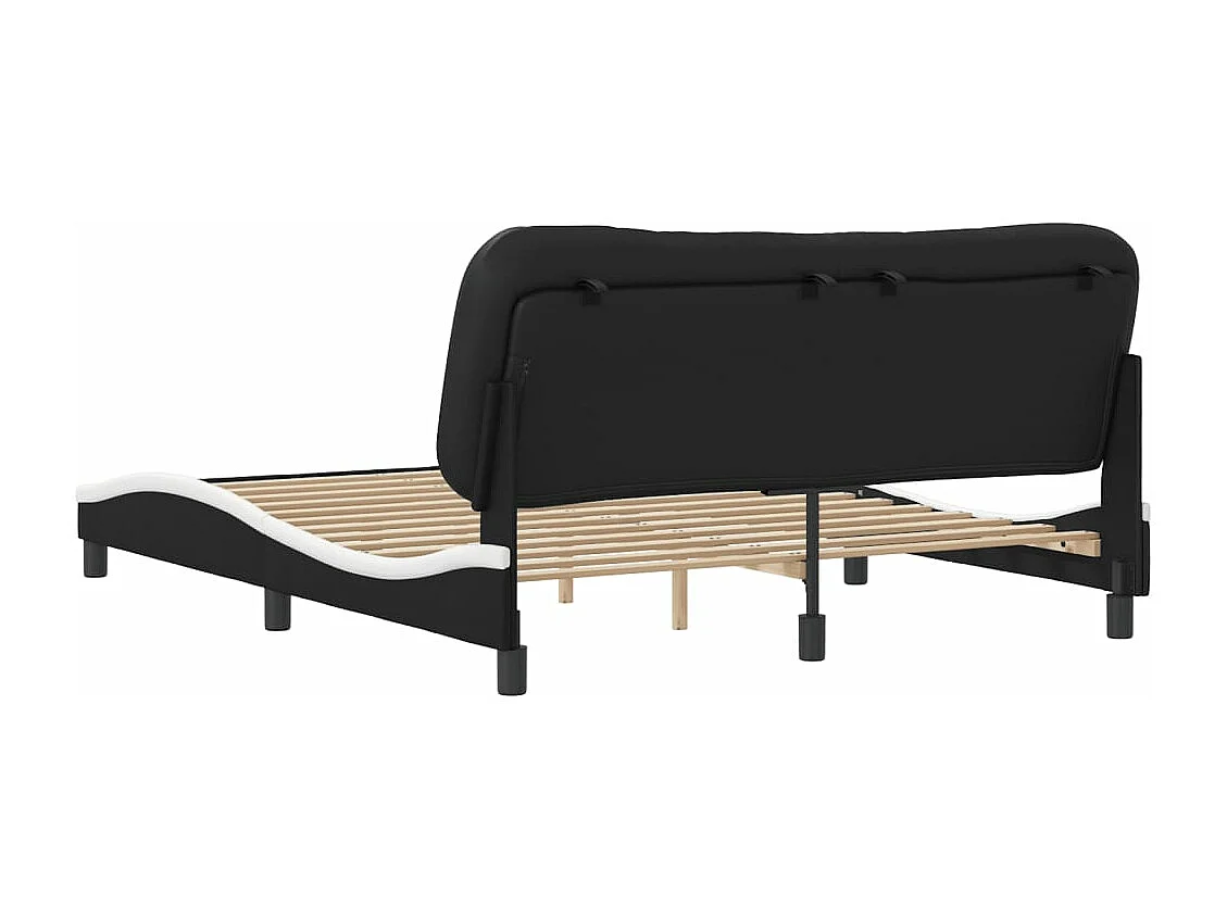 Cadre de lit sans matelas noir et blanc 160x200 cm similicuir