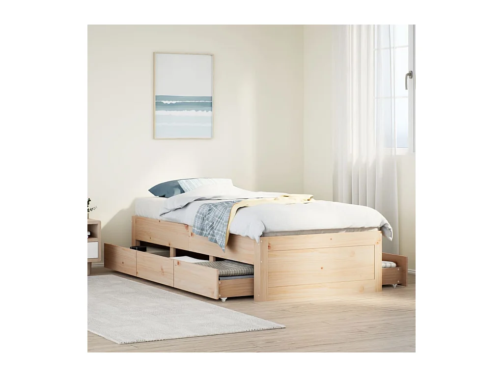 Bedframe zonder matras met lades massief grenenhout 90x190 cm