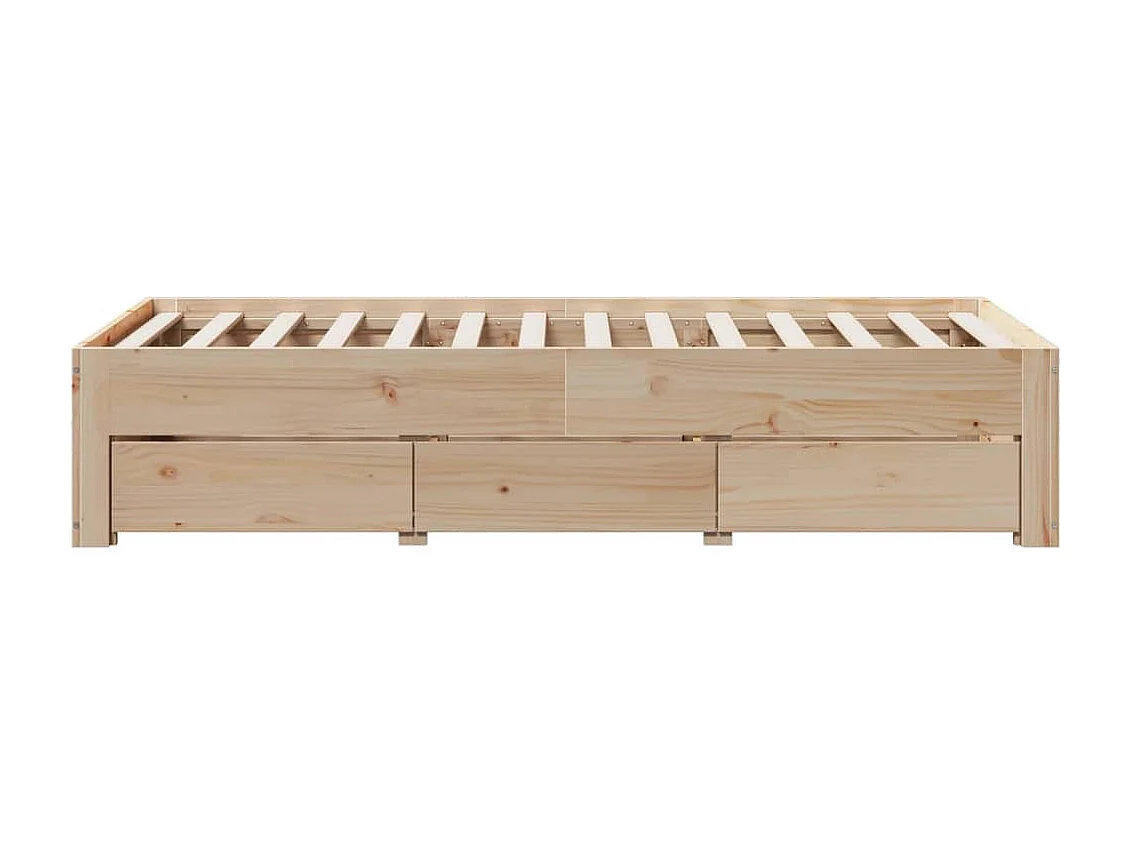 Cadre de lit sans matelas avec tiroirs 90x190 cm bois de pin