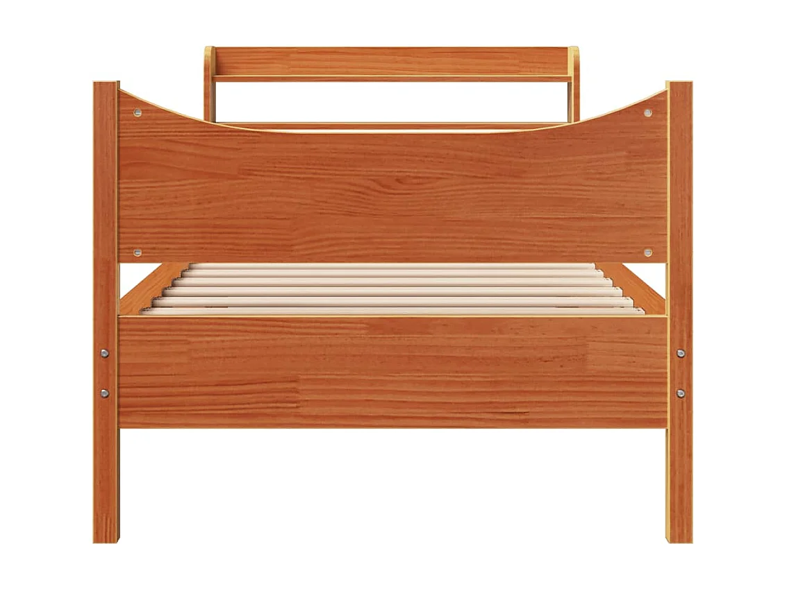 Bedframe met hoofdbord massief grenenhout wasbruin 75x190 cm