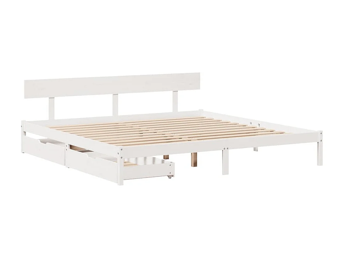 Bedframe zonder matras massief grenenhout wit 180x200 cm