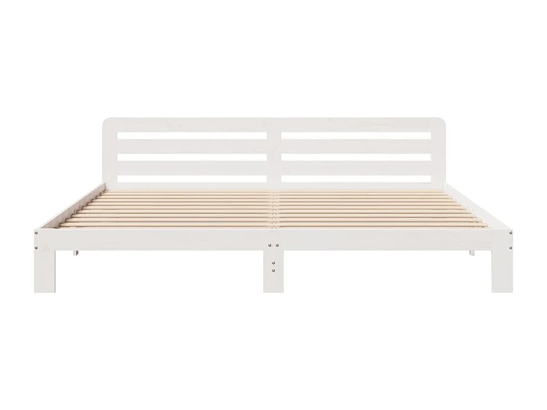 Cadre de lit sans matelas blanc 200x200 cm bois massif de pin