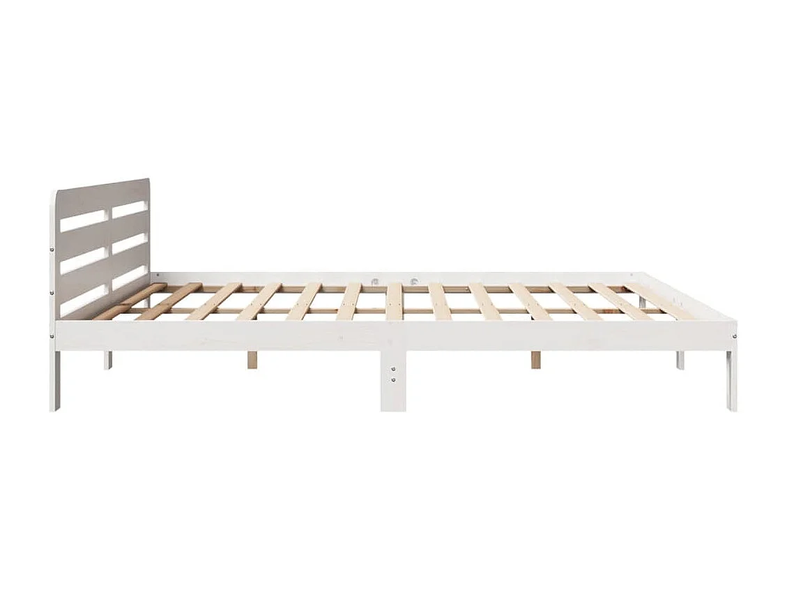 Cadre de lit sans matelas blanc 200x200 cm bois massif de pin