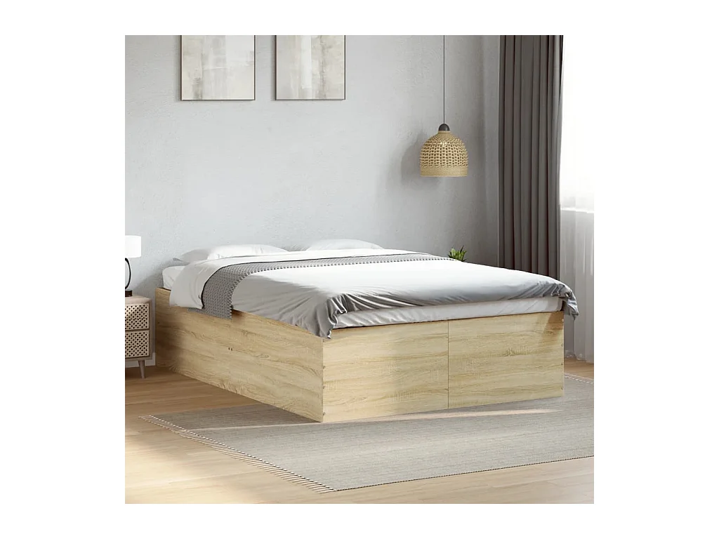 Cadre de lit sans matelas chêne sonoma 140x200 cm