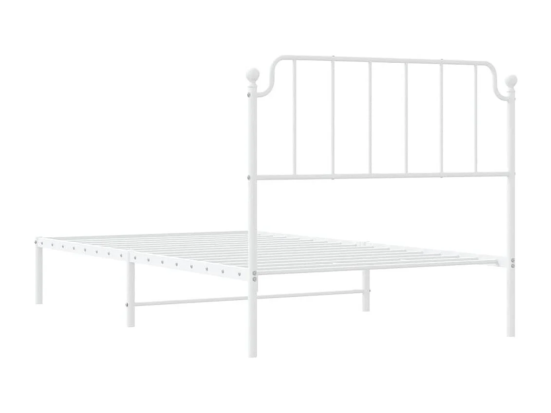 Cadre de lit métal sans matelas et tête de lit blanc 107x203 cm
