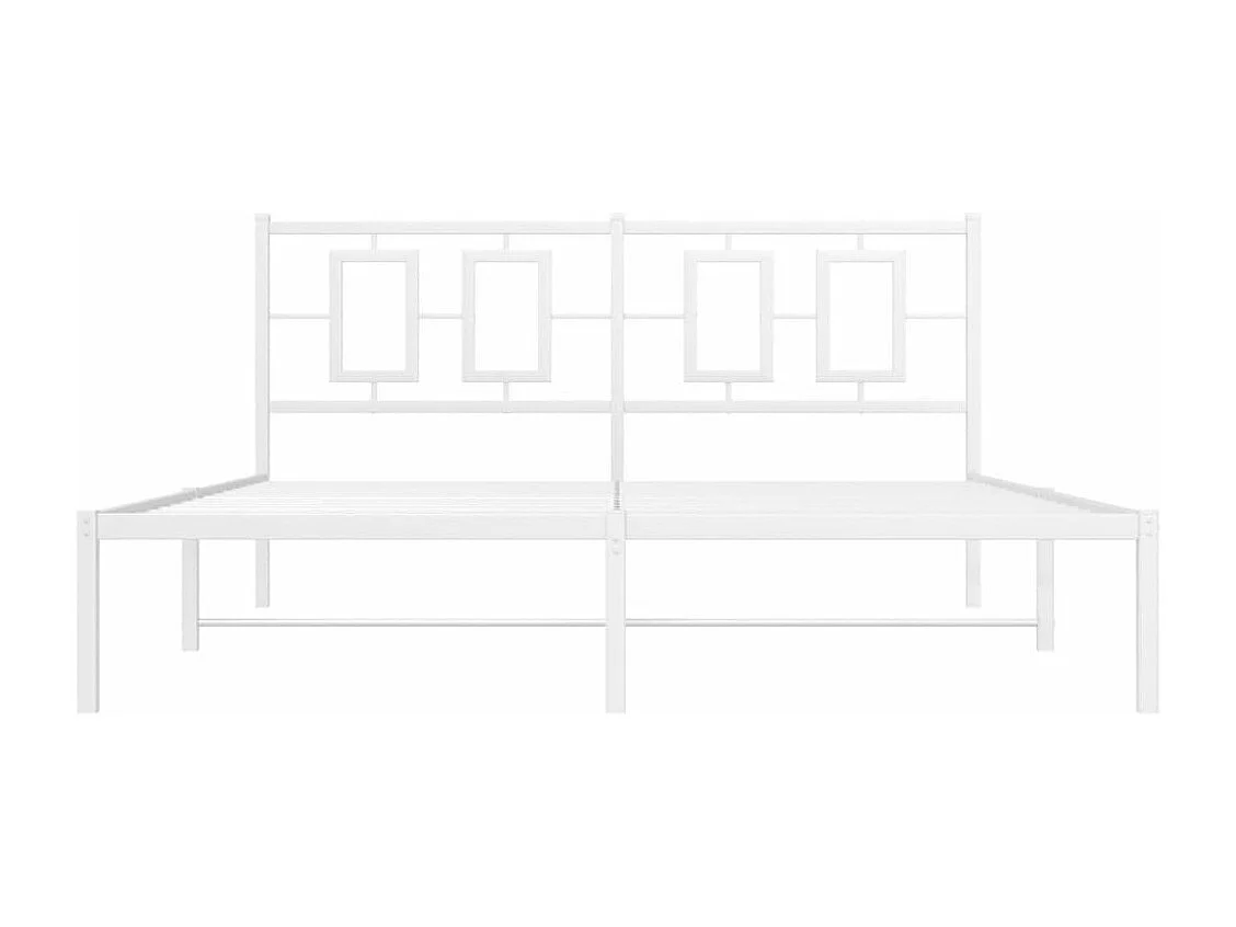 Cadre de lit métal sans matelas et tête de lit blanc 150x200 cm