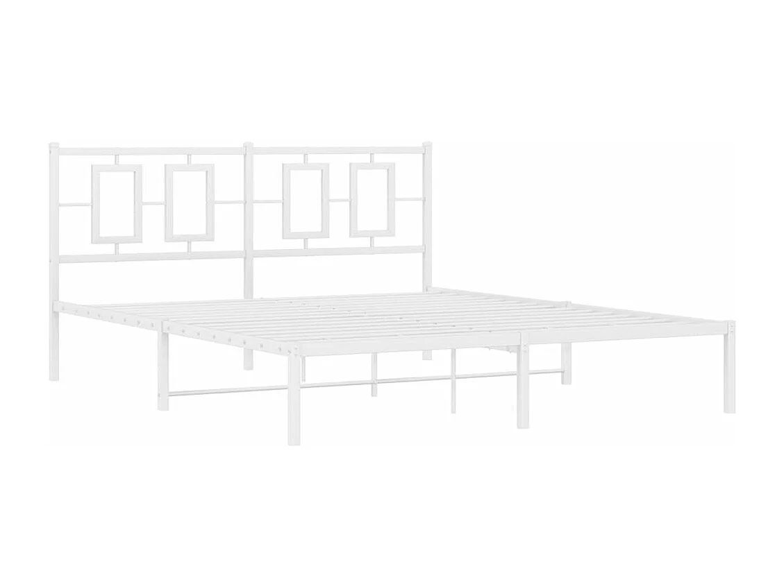 Bedframe met hoofdbord metaal wit 150x200 cm