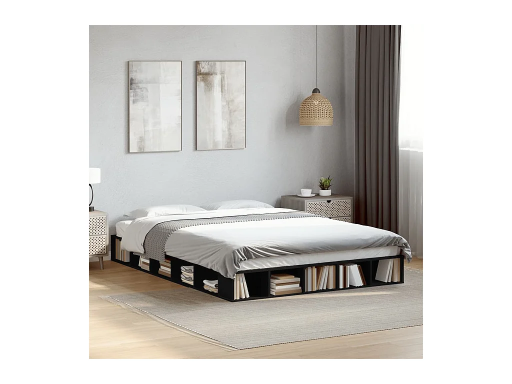 Cadre de lit sans matelas noir 140x200 cm