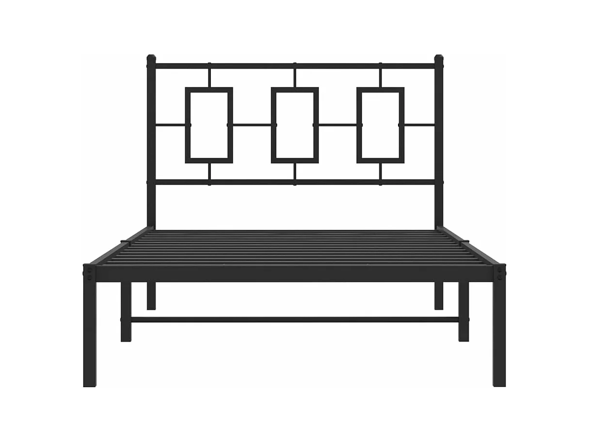 Cadre de lit métal sans matelas avec tête de lit noir 100x190cm