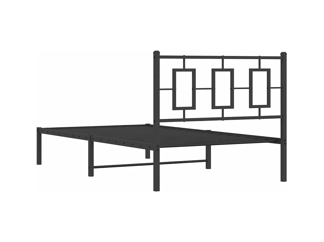 Cadre de lit métal sans matelas avec tête de lit noir 100x190cm