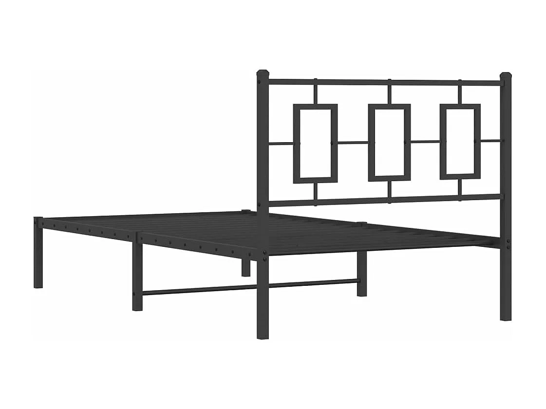 Cadre de lit métal sans matelas avec tête de lit noir 100x190cm
