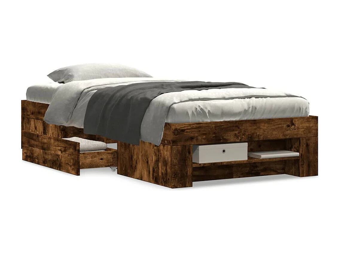 Bedframe zonder matras hout gerookt eikenkleurig 100x200 cm