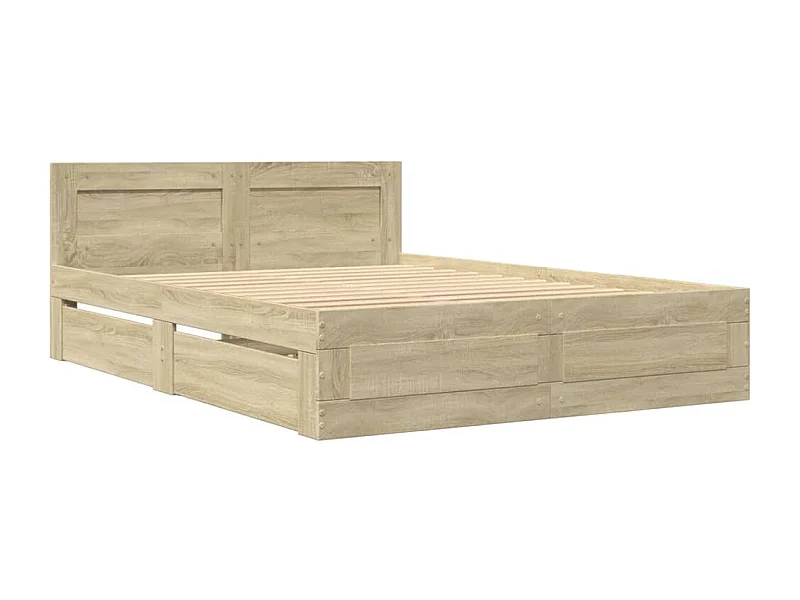 Cama con cabecero madera de ingeniería roble Sonoma 140x190 cm
