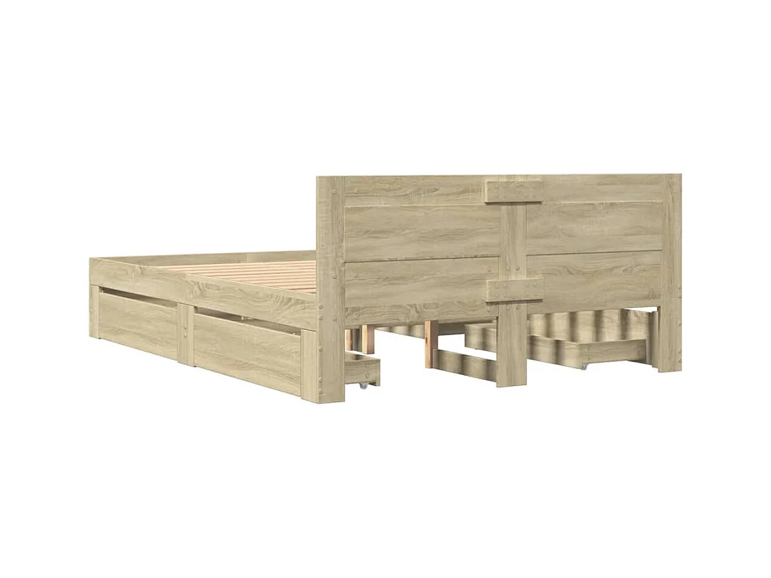 Bedframe met hoofdeinde bewerkt hout sonoma eiken 140x190 cm