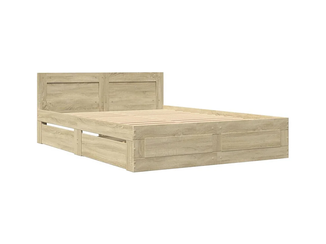 Bettgestell mit Kopfteil Sonoma-Eiche 140x190 cm Holzwerkstoff