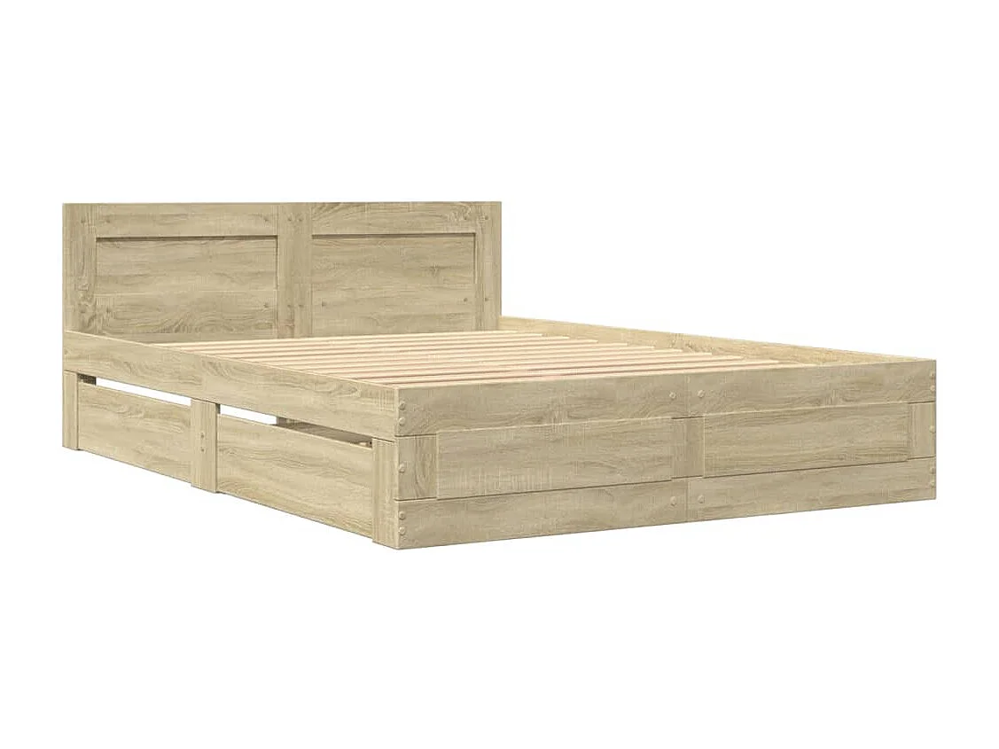 Bedframe met hoofdeinde bewerkt hout sonoma eiken 140x190 cm