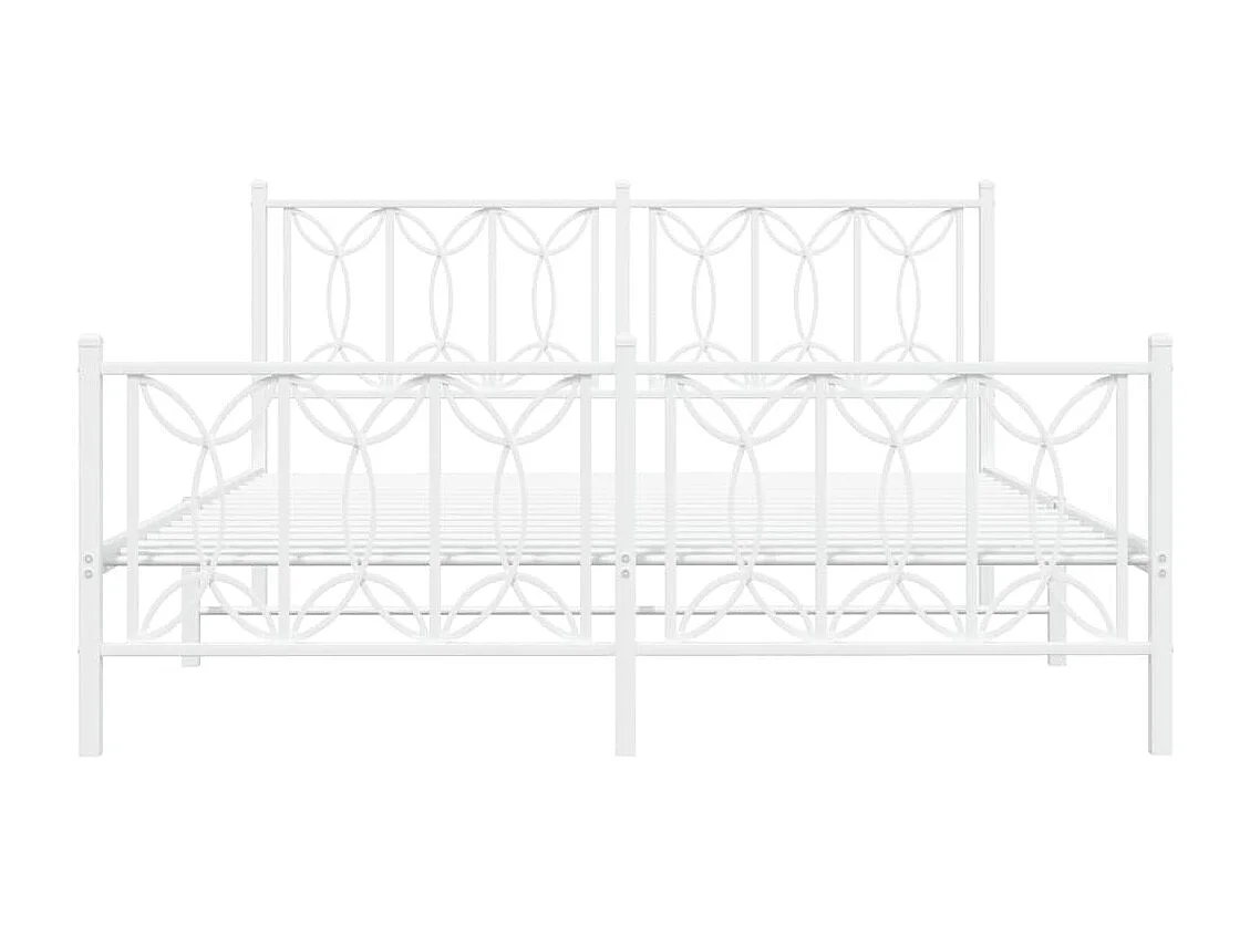 Giroletto con Testiera e Pediera Metallo Bianco 160x200 cm