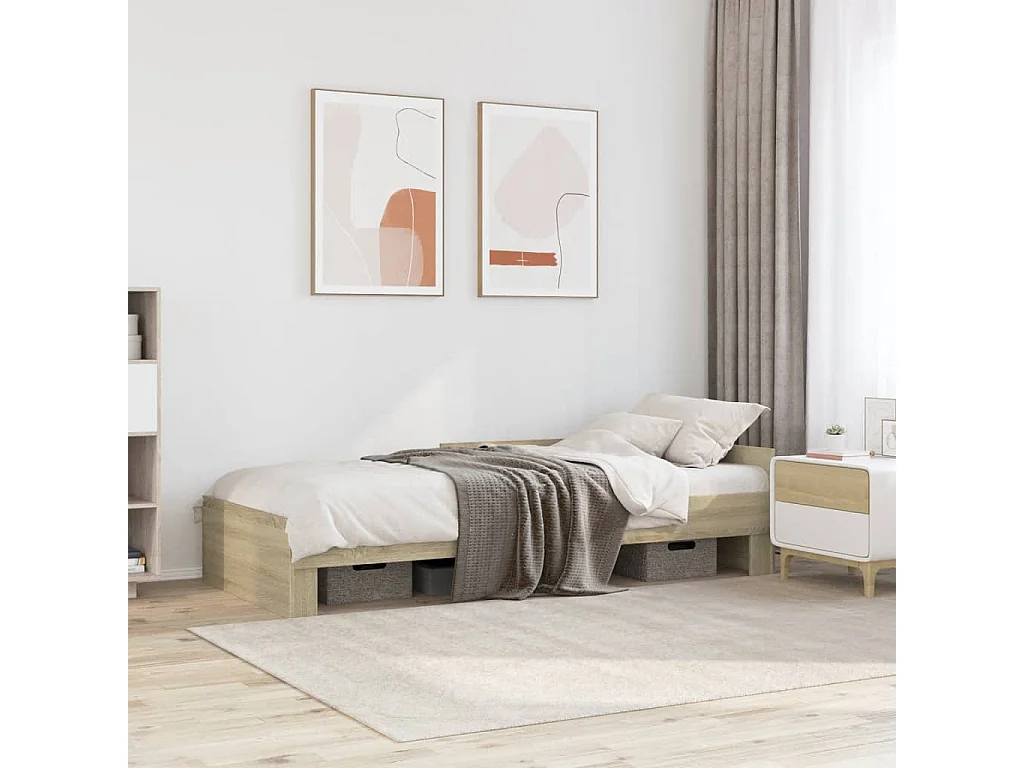 Cadre de lit sans matelas chêne sonoma 100x200 cm