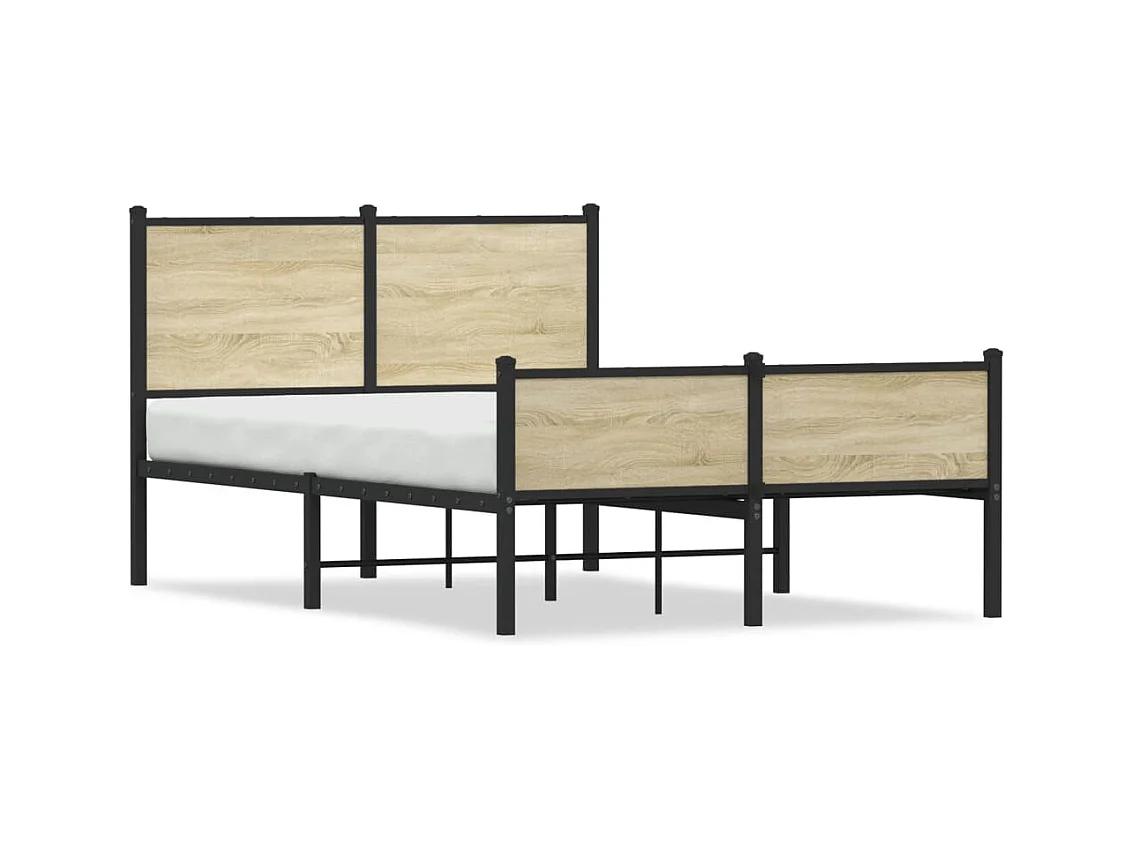Estrutura de cama sem colchão 120x200 cm metal carvalho sonoma
