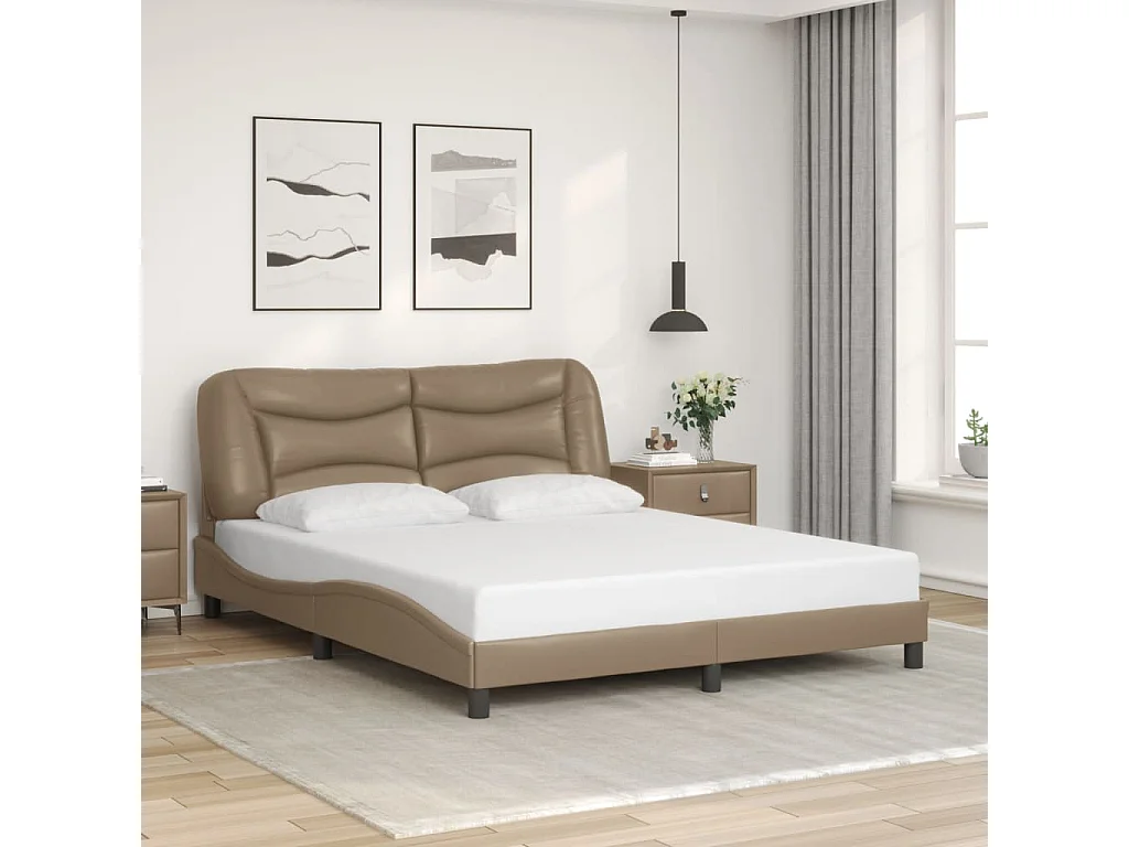 Cadre de lit sans matelas cappuccino 160x200 cm similicuir