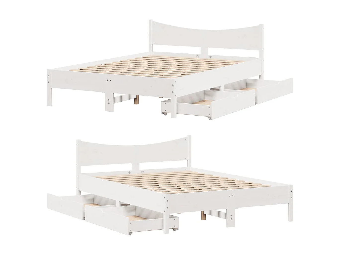 Estrutura de cama com gavetas 160x200 cm pinho maciço branco
