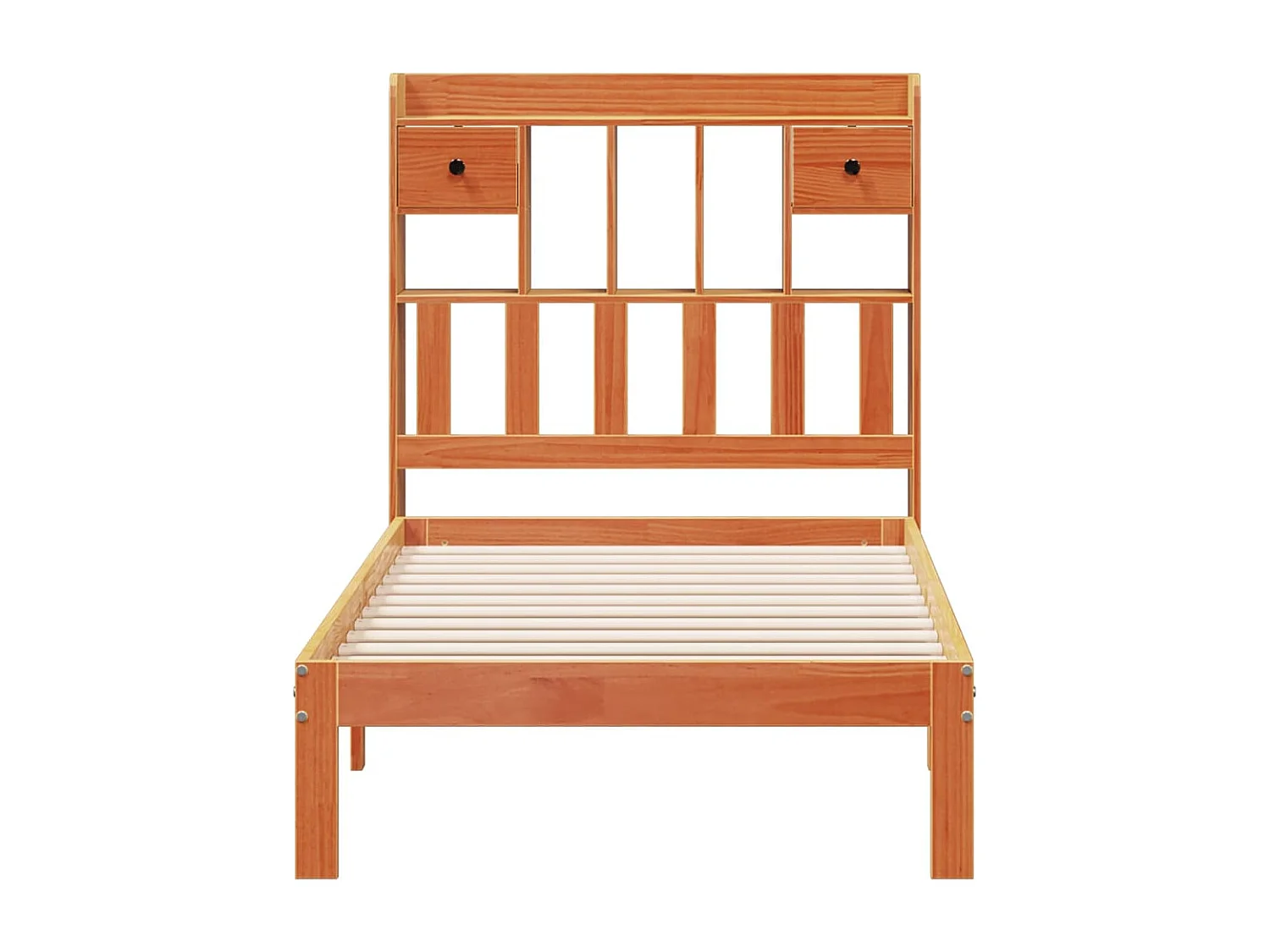 Lit bibliothèque sans matelas cire marron 90x200 cm pin massif