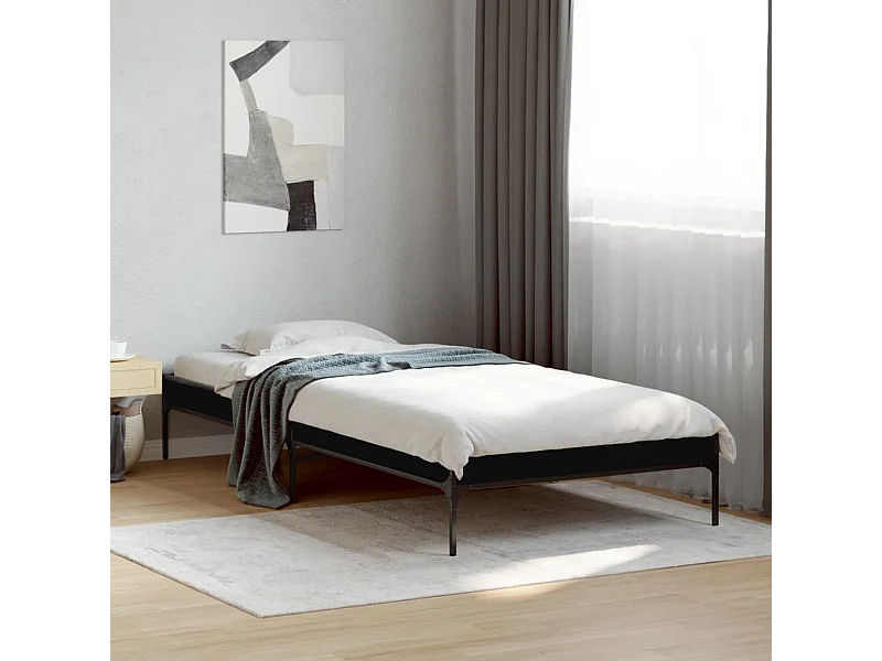 Estructura de cama madera de ingeniería y metal negro 90x200 cm