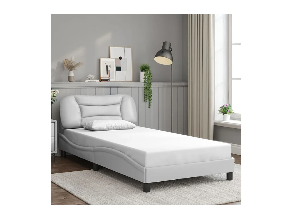 Giroletto con Testiera Bianco 100x200 cm in Similpelle