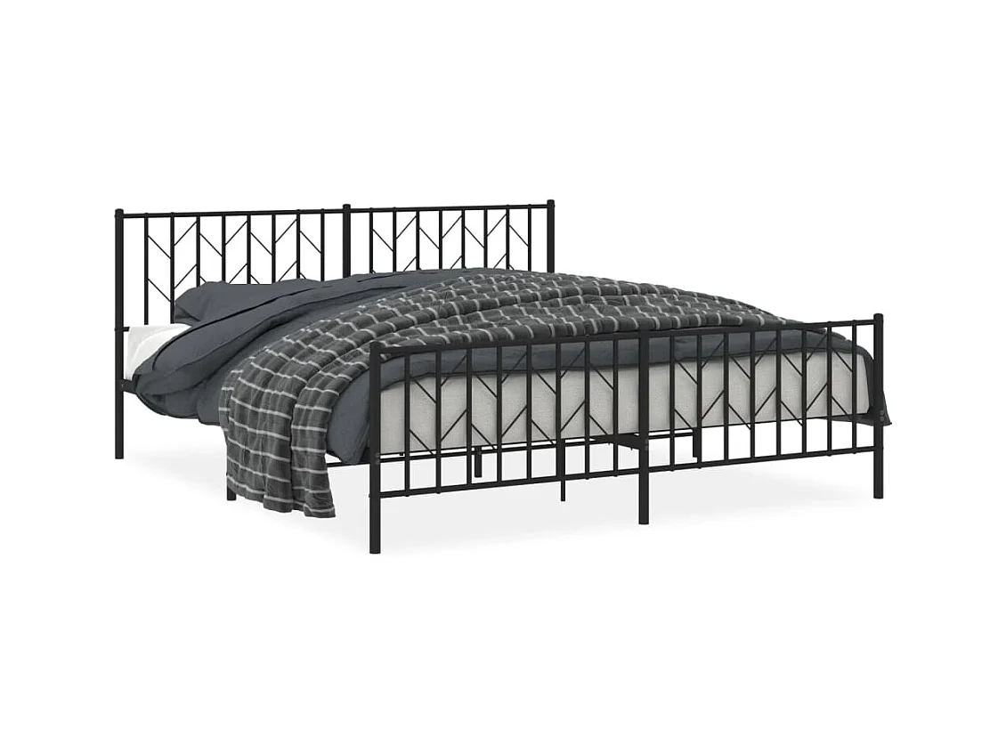 Bedframe met hoofd- en voeteneinde metaal zwart 183x213 cm