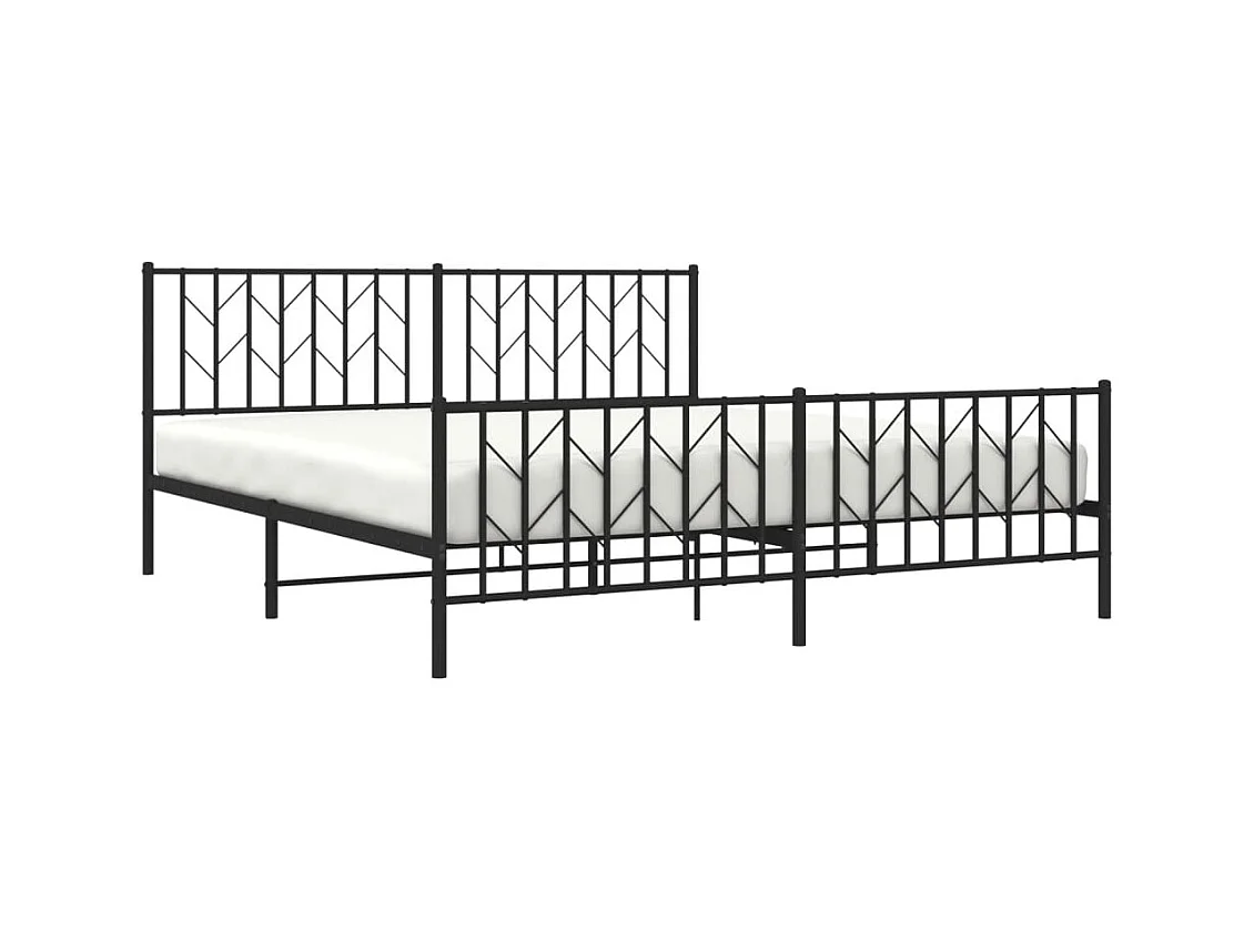 Bedframe met hoofd- en voeteneinde metaal zwart 183x213 cm