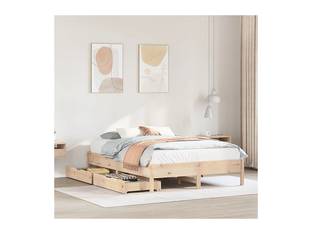 Bedframe zonder matras massief grenenhout 140x190 cm