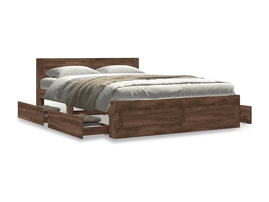 Bettgestell mit Kopfteil Braun Eichen-Optik 140x200 cm