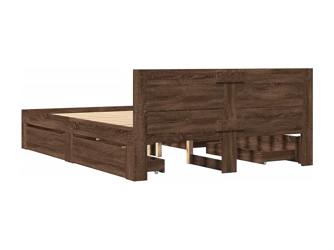 Bettgestell mit Kopfteil Braun Eichen-Optik 140x200 cm