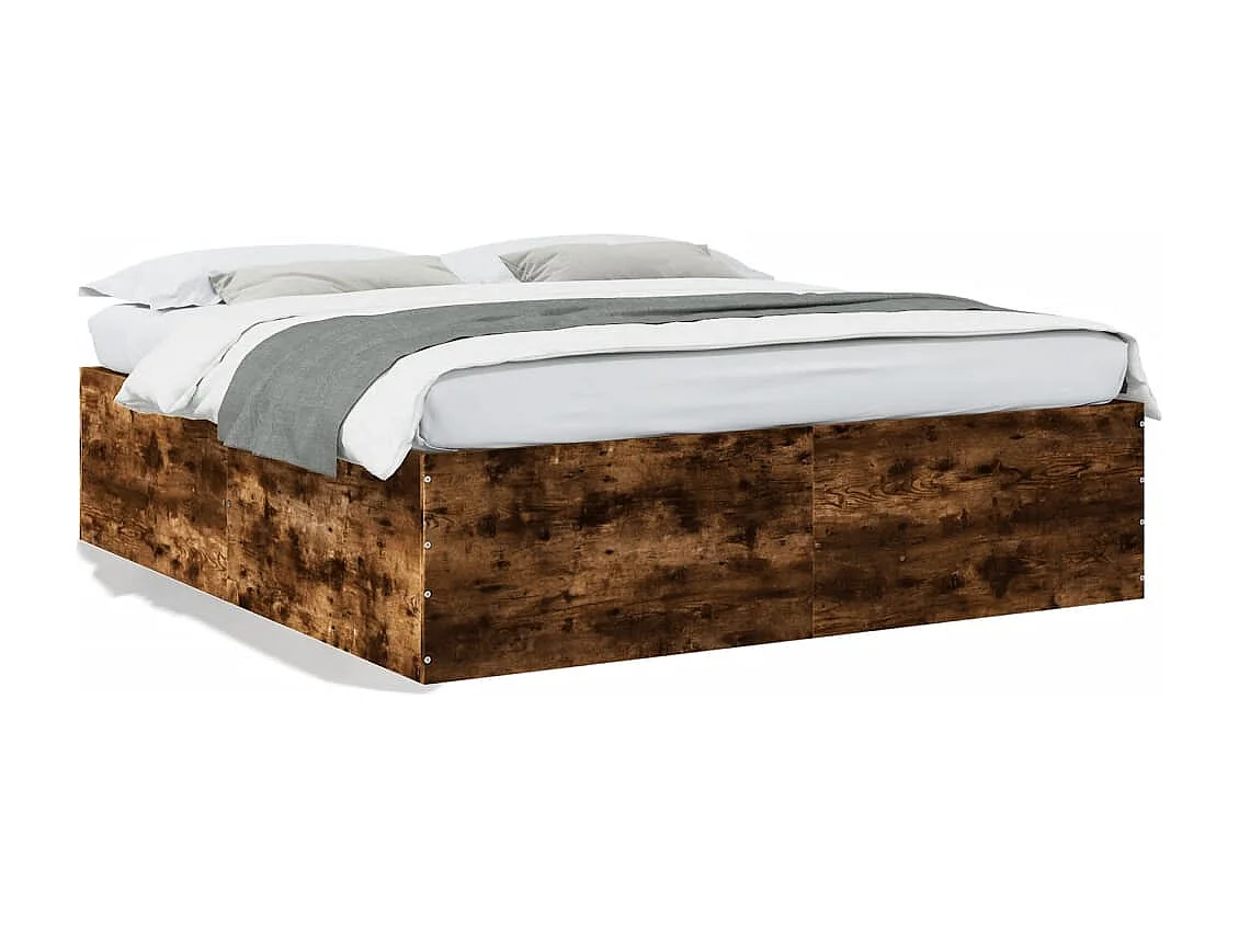 Cadre de lit sans matelas chêne fumé 180x200 cm