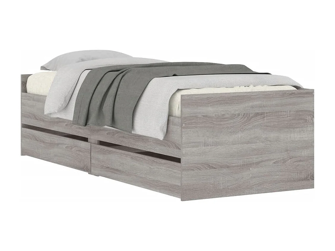 Cadre de lit avec tiroirs sans matelas sonoma gris 90x200 cm