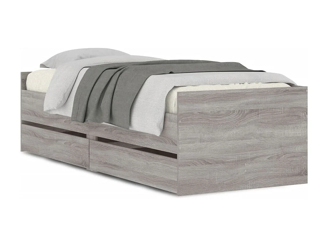 Cadre de lit avec tiroirs sans matelas sonoma gris 90x200 cm
