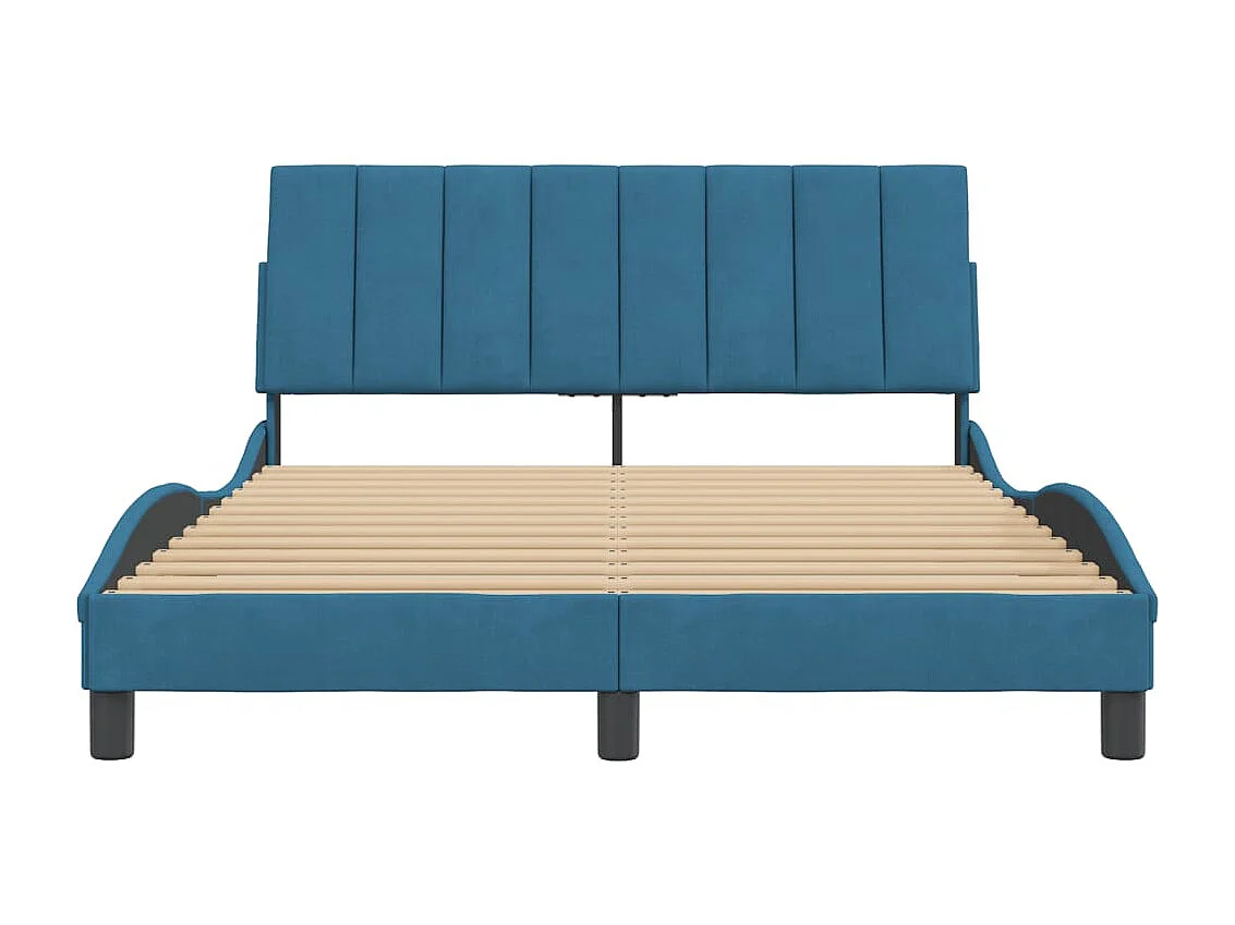 Cadre de lit sans matelas bleu 140x190 cm velours