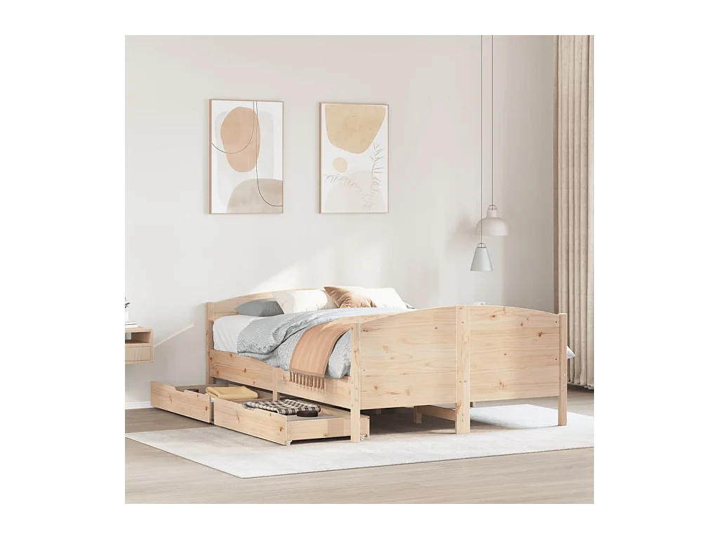 Cadre de lit sans matelas 140x200 cm bois massif de pin