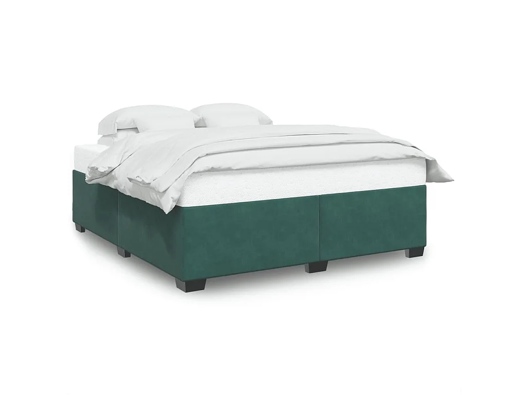 Estructura cama sin colchón terciopelo verde oscuro 200x200 cm