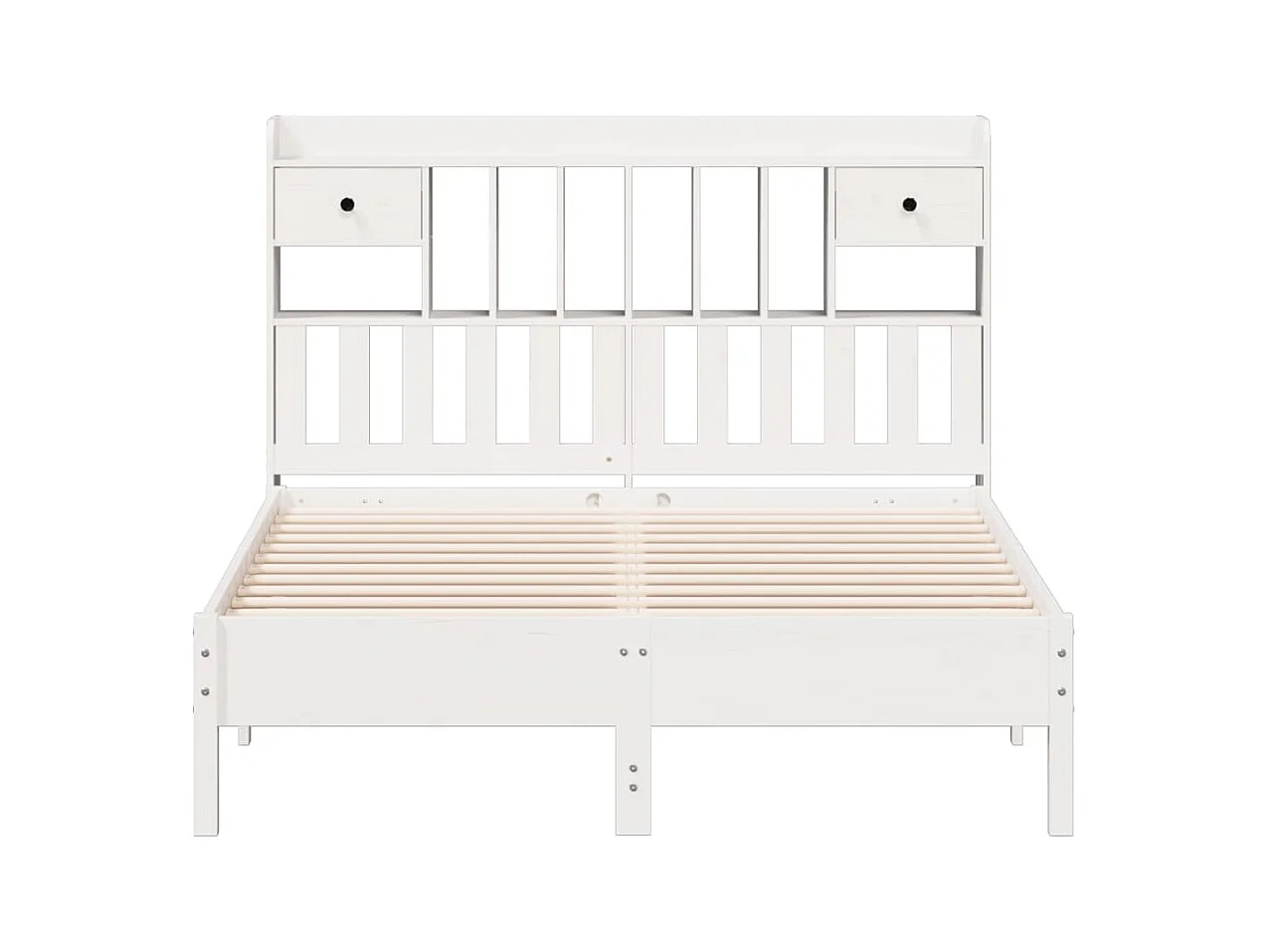 Bed met boekenkast zonder matras grenenhout wit 140x190 cm