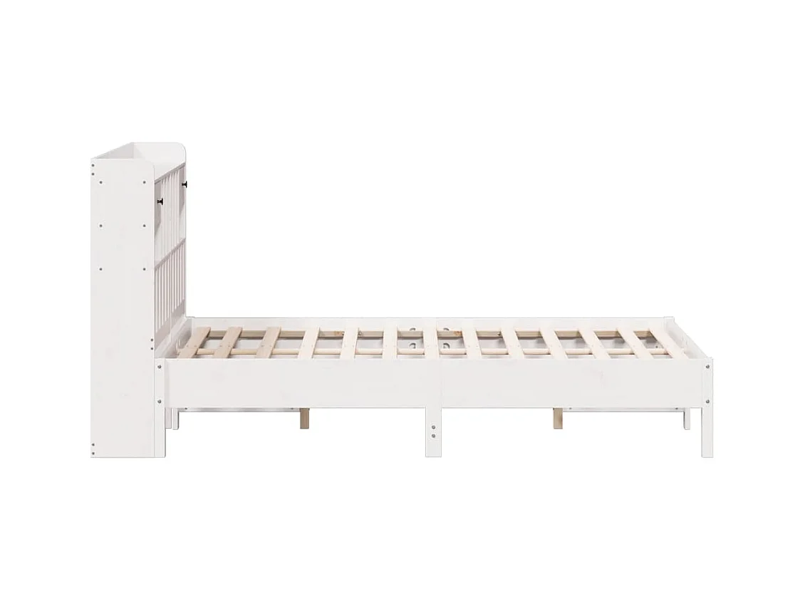 Bed met boekenkast zonder matras grenenhout wit 140x190 cm