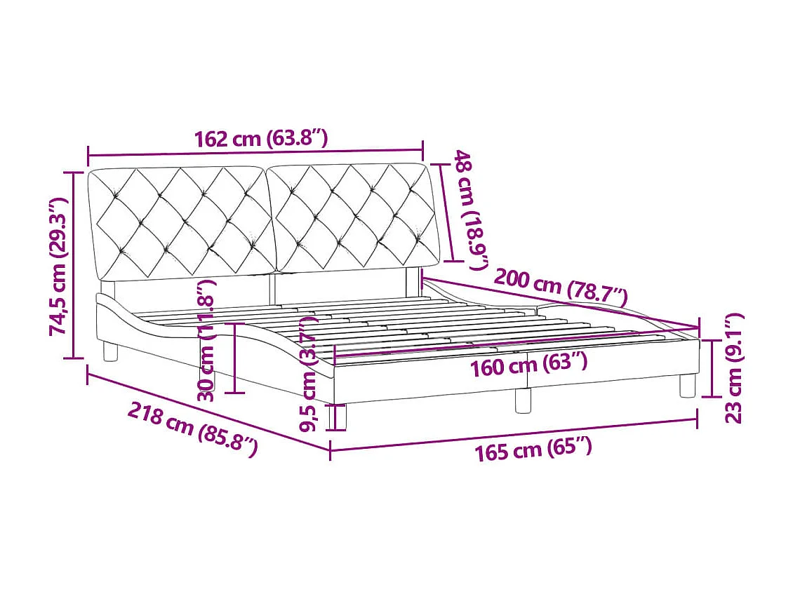 Estructura de cama sin colchón terciopelo gris claro 160x200 cm