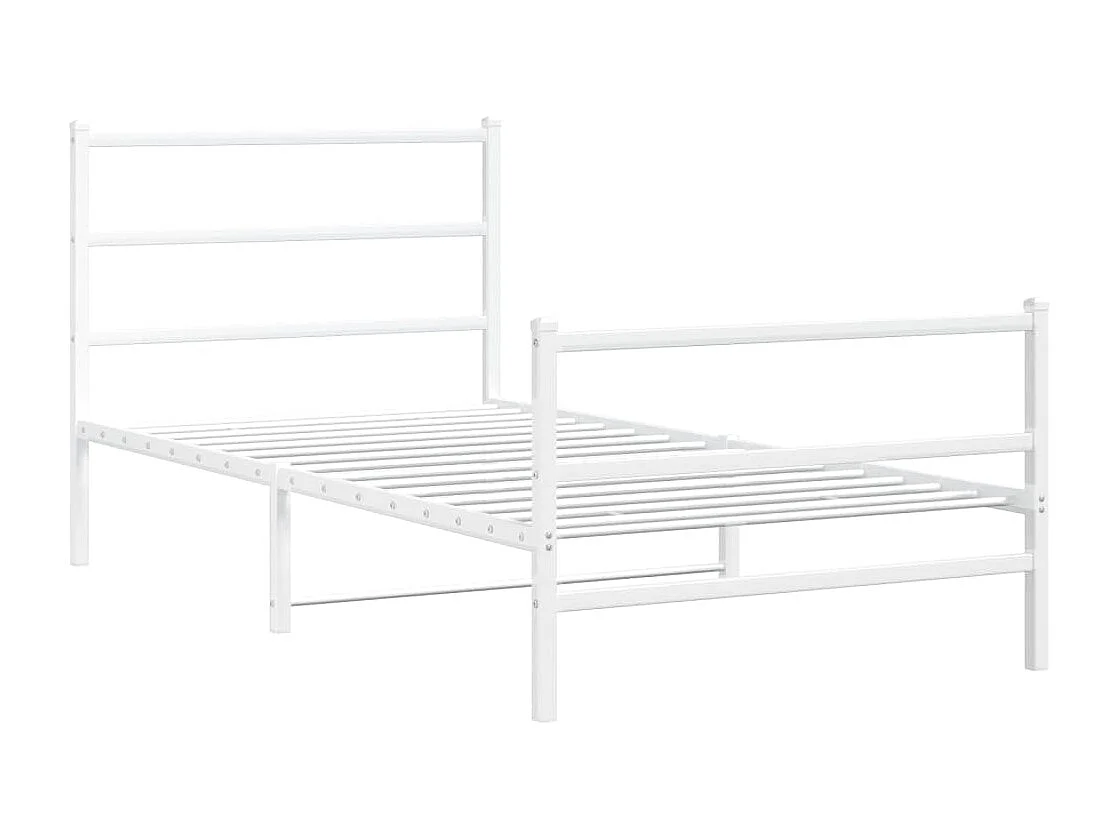 Giroletto con Testiera e Pediera Metallo Bianco 100x200 cm