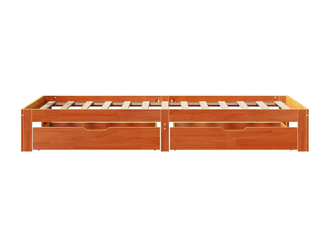 Cadre de lit avec tiroirs sans matelas cire marron 90x200 cm