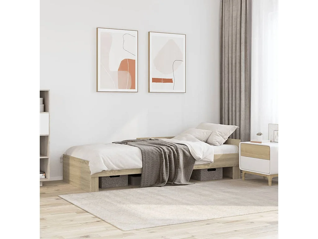 Cadre de lit sans matelas chêne sonoma 90x190 cm