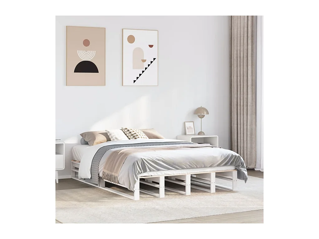 Cadre de lit sans matelas blanc 120x190 cm bois de pin massif